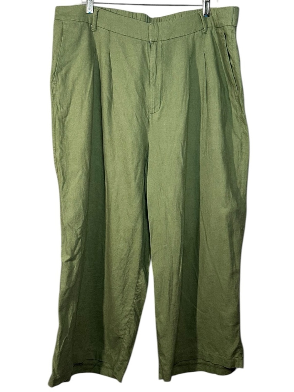 Old Navy Olive Green Linen Wide-Leg Pants | Lightweight Summer Trousers Size XL